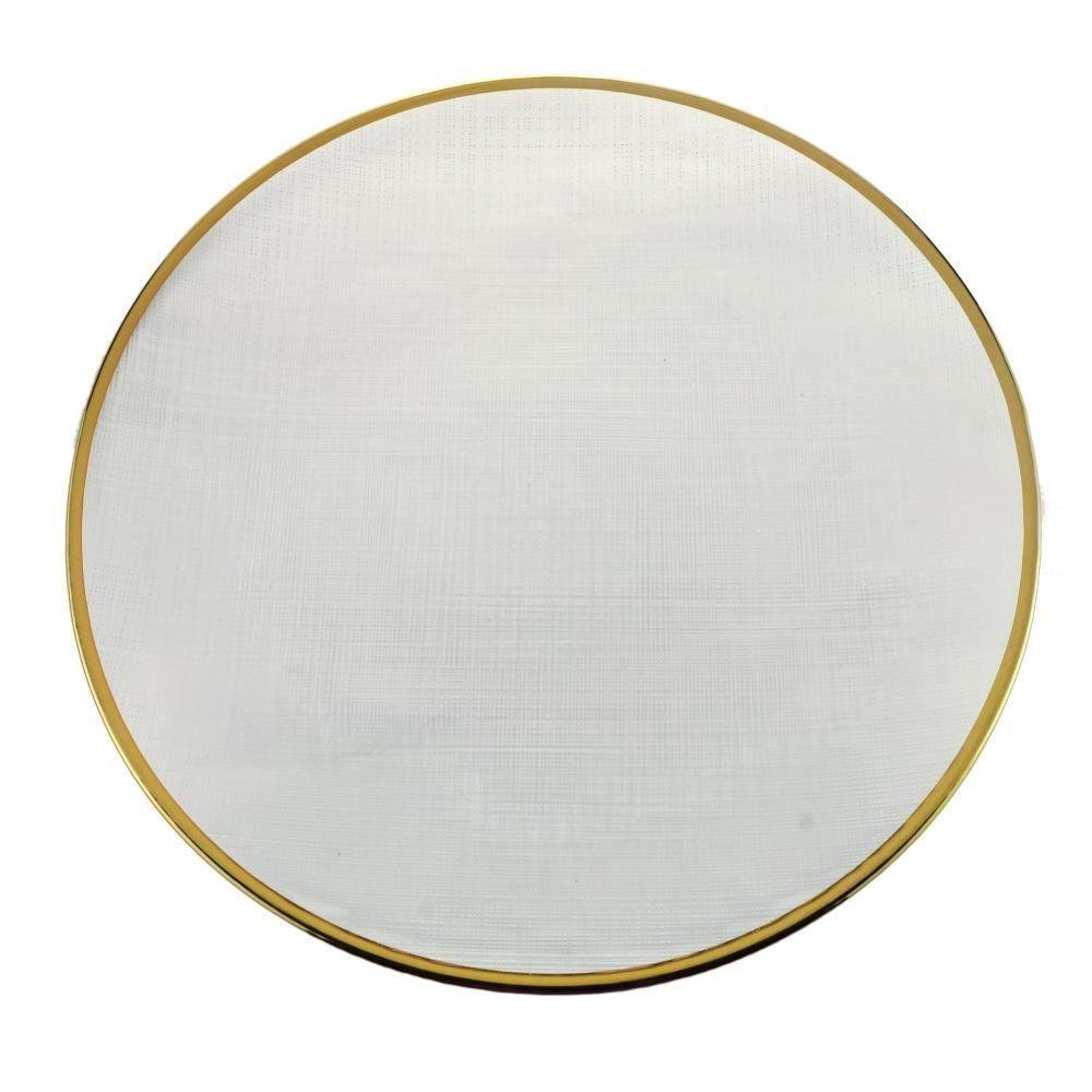 Sousplat Cristal C-borda Dourada Linen 33x2cm - 1