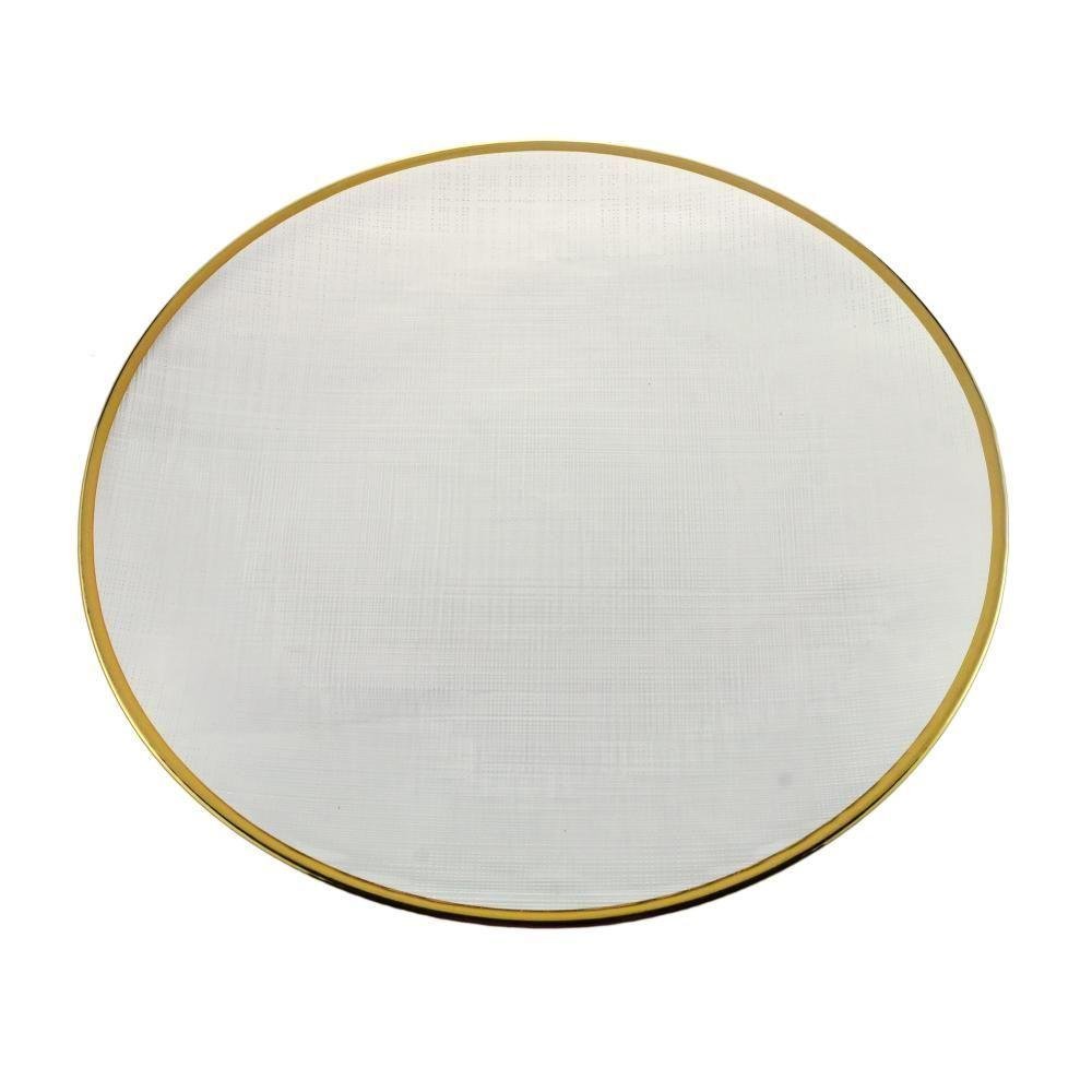 Sousplat Cristal C-borda Dourada Linen 33x2cm - 2