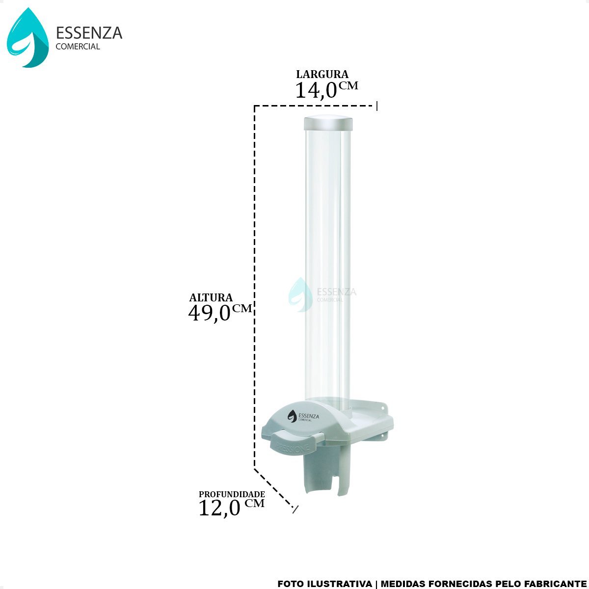 Dispenser Porta Copos de Café Com Dosador Branca - Fortcom - 3