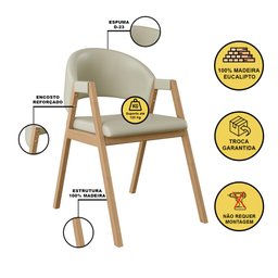 Cadeira Decorativa Suellen para Mesa de Jantar Reforçada Courino Cor:bege - 2