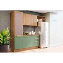Ver imagem 1 de Cozinha Completa 5 Peças Botanic 2 Aéreos 1 Balcão 1 Paneleiro 1 Complemento M654 Nogueira Verde
