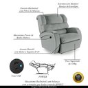 Ver imagem 3 de Poltrona do Papai Sala de Cinema Reclinável Kylie Power Elétrica USB PU Cinza G23 Gran Belo Kylie Po