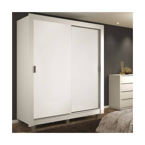Guarda-Roupa Solteiro Madesa Dallas 2 Portas de Correr 2 Gavetas com Pés Branco Cor:Branco