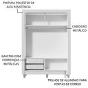 Ver imagem 5 de Guarda-Roupa Solteiro Madesa Dallas 2 Portas de Correr 2 Gavetas com Pés Branco Cor:Branco