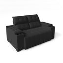Ver imagem 3 de Sofá Retrátil e Reclinável 2 Lugares 180cm com USB e Porta-Copos Verona Veludo Preto