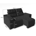 Ver imagem 2 de Sofá Retrátil e Reclinável 2 Lugares 180cm com USB e Porta-Copos Verona Veludo Preto