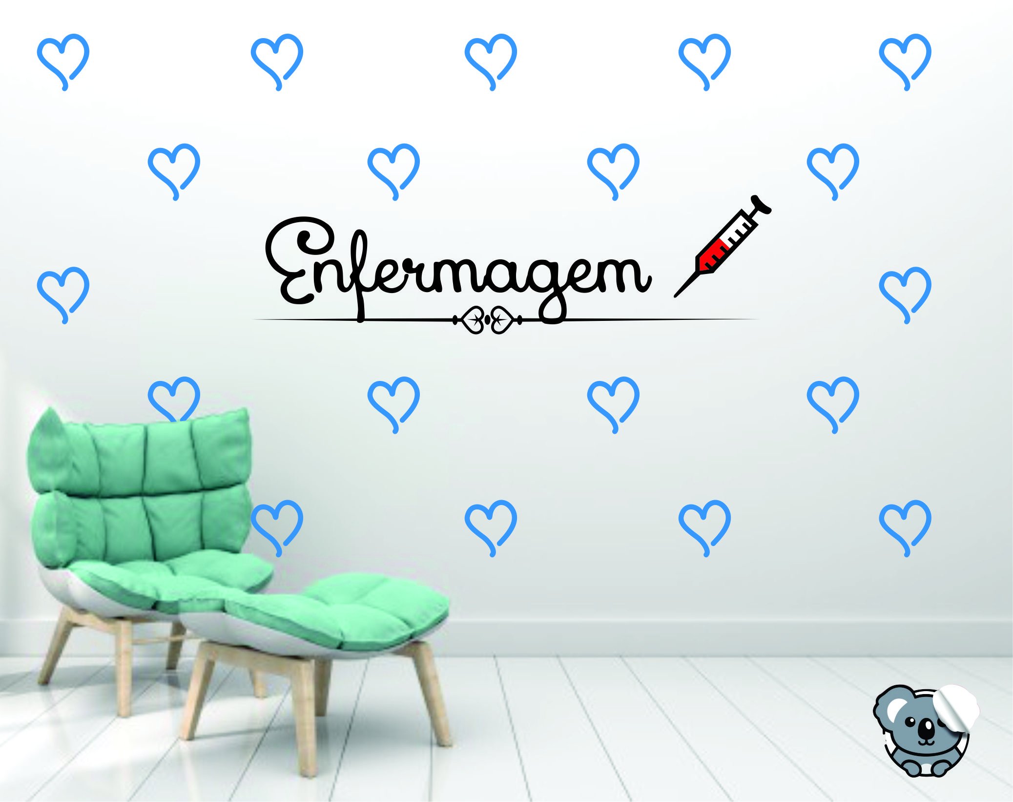 Adesivo Decorativo de Parede Enfermagem e corações | MadeiraMadeira
