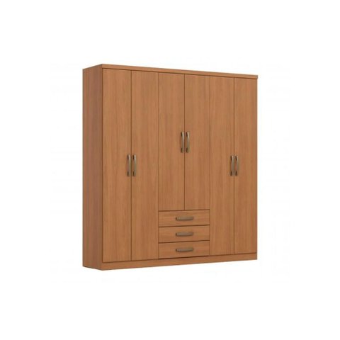 Guarda Roupa Casal 6 Portas e 3 Gavetas Caju Cinamomo Henn