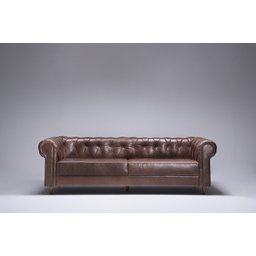 Sofá Cannes 2 Lugares 248cm | Couro PU Caramelo  Imbuia - Ilha Bela - 1