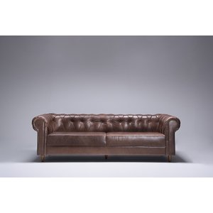 Sofá Cannes 2 Lugares 248cm | Couro PU Caramelo  Imbuia - Ilha Bela