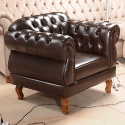Poltrona Chesterfield Elisabeth Clássica Via Encanto Courano Marrom - 2