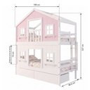 Ver imagem 2 de Beliche Infantil Casinha Dos Sonhos com Gavetas Madeira Maciça Rosa e Branco Megamobília