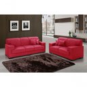 Ver imagem 1 de Sofá Manu Conjunto 2 e 3 Lugares Clássico Fixo Confortável Sala Império Vermelho 373