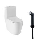 Ver imagem 1 de Kit Vaso Sanitário Monobloco Amazonita e Ducha Higiênica para Banheiro Apa - Branco e Preto