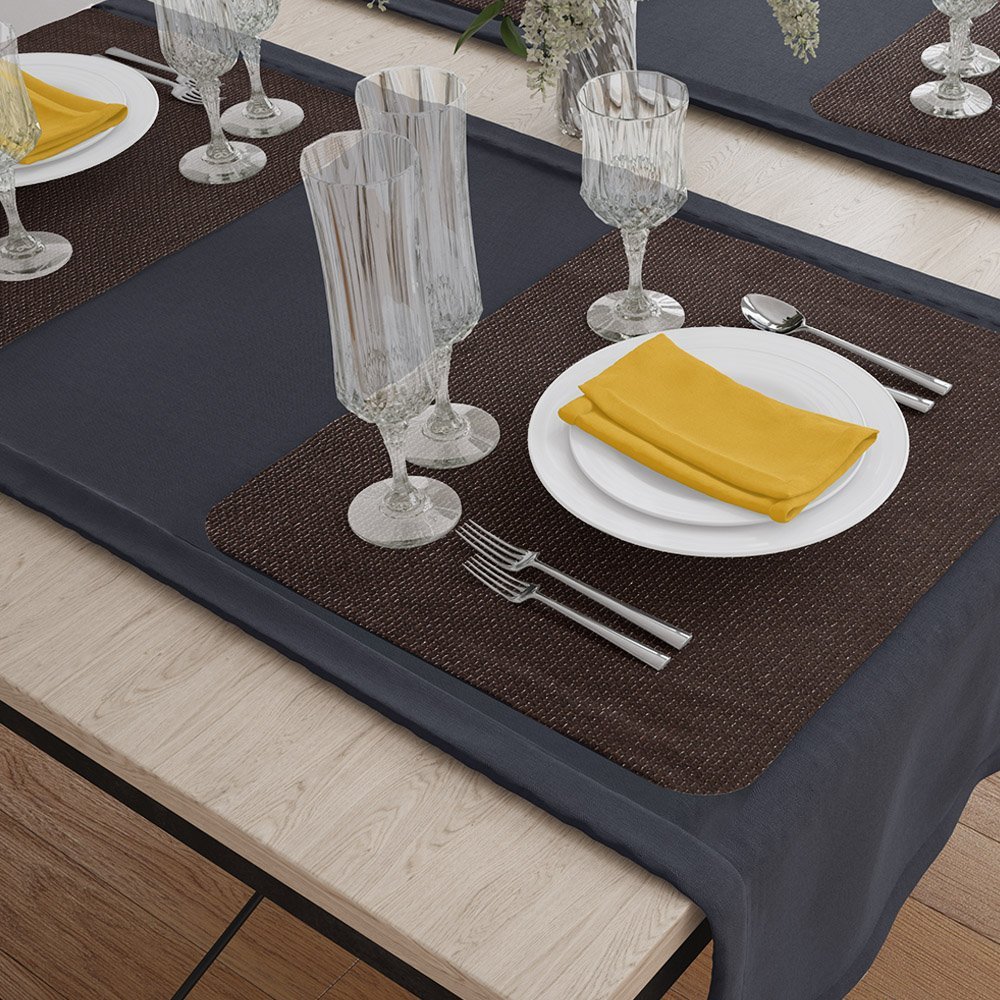 Jogo Americano Kit 6 Peças Mesa Jantar Sala 29 X 44 Cm Id Decor Jogo Americano de Mesa Marrom - 2