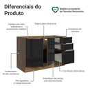 Ver imagem 6 de Balcão Gabinete de Pia 120 Cm 2 Portas 3 Gavetas (sem Tampo) Rustic/preto Lux Madesa Rustic/preto