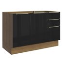 Ver imagem 1 de Balcão Gabinete de Pia 120 Cm 2 Portas 3 Gavetas (sem Tampo) Rustic/preto Lux Madesa Rustic/preto
