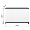 Móvel Aparador de Sala 140cm 4 Portas Branco Azul - 2