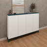 Móvel Aparador de Sala 140cm 4 Portas Branco Azul - 1