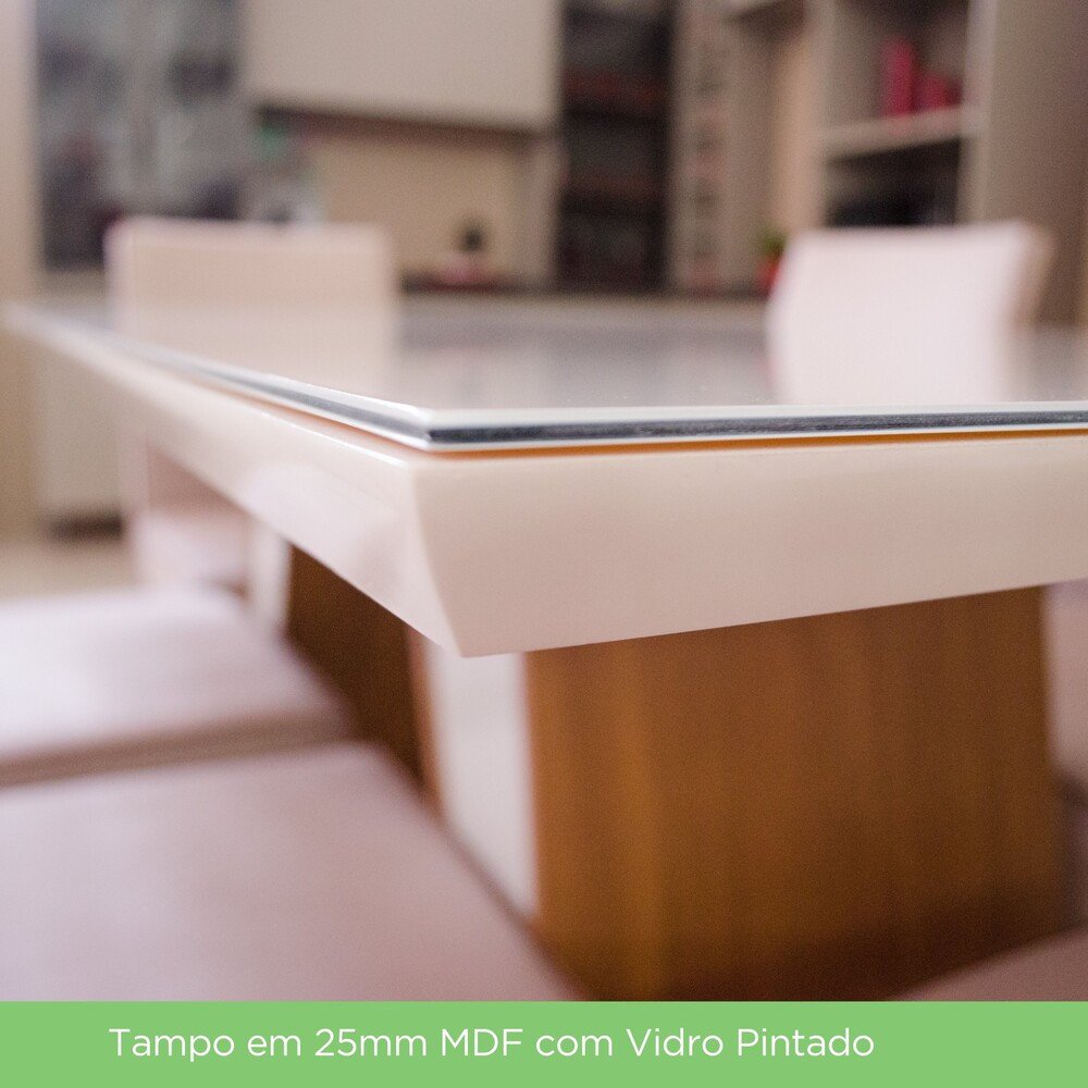 Conjunto Sala de Jantar Tampo MDF com Vidro Canto Reto 120 Cm 04 Cadeiras Suely Casa 812 - 12