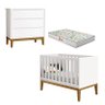 Berço Americano e Cômoda Gaveteiro New Classic Branco com Pés Madeira e Colchão Gazin – Reller - 1
