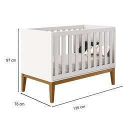 Berço Americano e Cômoda Gaveteiro New Classic Branco com Pés Madeira e Colchão Gazin – Reller - 2