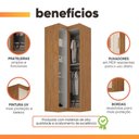 Ver imagem 4 de Guarda Roupa de Canto Modulado Madrid 2 Portas de Bater sem Gavetas MDP Madeirado-Off White Maxel