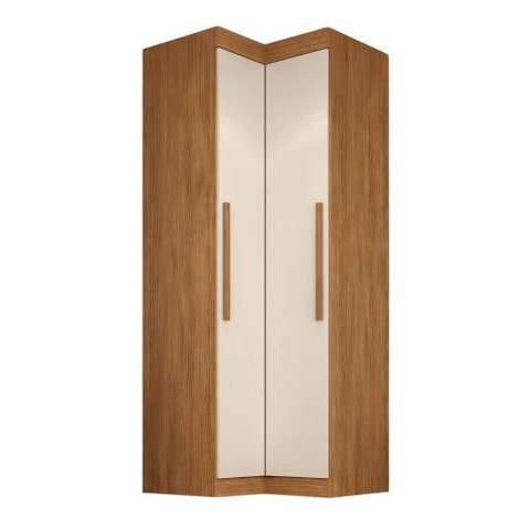 Guarda Roupa de Canto Modulado Madrid 2 Portas de Bater sem Gavetas MDP Madeirado-Off White Maxel