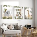 Ver imagem 2 de Kit 3 Quadros Decorativos Infantil - Mini Savana NO2 - 30x40 - Moldura Branca