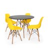Conjunto Mesa de Jantar Redonda Solo Preta 120cm com 4 Cadeiras Solo - Amarelo - 1