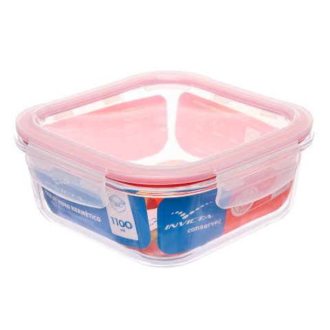 Pote de Vidro Hermético 1,1L Quadrado Invicta