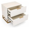 Ver imagem 7 de Duas Mesa de Cabeceira Industrial Dourada 2 Gavetas Moderna Fosco Branco