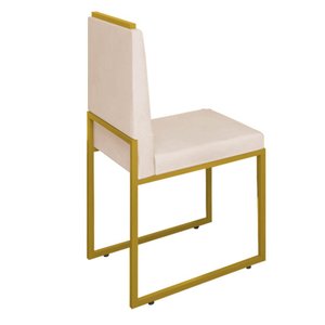 Cadeira Sala Jantar Barcelona – Base Metal Dourado – Veludo:bege