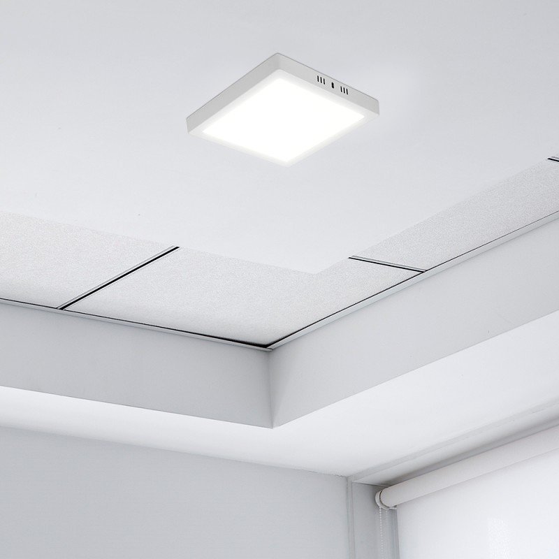 Painel Led 18w Sobrepor Taschibra Quadrado 21x21 Branco Lux Luz Quente 3000k 6500k - 3