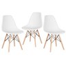 Kit 3 Cadeiras Charles Eames Eiffel Dsw - Base de Madeira Clara - Branco - 1