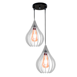 Luminária Teto Lustre pendente balcão cozinha sala duplo:Branco - 2