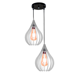 Luminária Teto Lustre pendente balcão cozinha sala duplo:Branco - 1