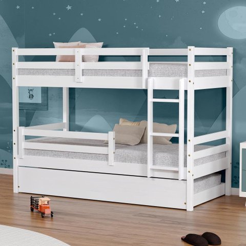 Treliche Infantil Slim Rb com Grade de Proteção Madeira Maciça Branco Housin