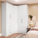 Ver imagem 1 de Guarda Roupa de Canto Alpes 5 Portas 4 Gavetas MDP Branco Pf-Branco Pf Luciane Móveis