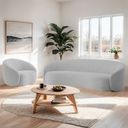 Ver imagem 2 de Kit Sofá 3 Lugares 180cm e Poltrona Orgânica Luxo Recepção Amore Linho Cinza Claro