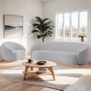 Ver imagem 2 de Kit Sofá 3 Lugares 180cm e Poltrona Orgânica Luxo Recepção Amore Linho Cinza Claro