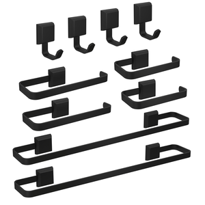 Kit Acessórios para Banheiros 10 Pçs Toalheiro Luxo Preto