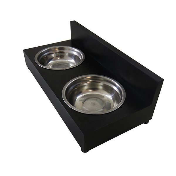 Bebedouro e Comedouro Pet Vasilhas 300ml em Inox MDF - Preto - 4