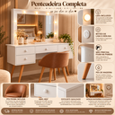 Ver imagem 3 de Penteadeira Camarim Anaísa com Espelho LED 5 Gavetas e Banqueta 100% MDF