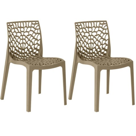 Kit 2 Cadeiras de Jantar Gruvyer Design em Polipropileno - Nude