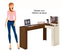 Ver imagem 4 de Escrivaninha Jade de Canto com Penteadeira Quarto Elegante Meninas Luxo Decorativa Cor Freijo/off