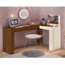 Ver imagem 5 de Escrivaninha Jade de Canto com Penteadeira Quarto Elegante Meninas Luxo Decorativa Cor Freijo/off