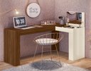 Ver imagem 5 de Escrivaninha Jade de Canto com Penteadeira Quarto Elegante Meninas Luxo Decorativa Cor Freijo/off
