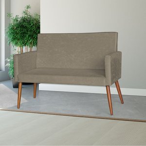 Namoradeira Sofá Nina Para Sala de Estar Escritório Pé Palito Suede Bege Escuro - Ninho Decor