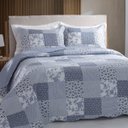 Ver imagem 2 de Colcha Patchwork Casal Dupla Face C/ Porta Travesseiro Lucca 3 Rozac